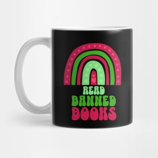 Read Banned Books LGBTQ Pride Christmas Boho Rainbow Mug